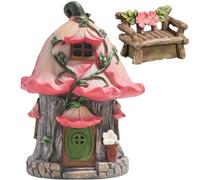 CUCUFA Kit de jardín de Hadas, Kit de casa de Hadas en Miniatura de Resina, Adorable casa de jardín de Hadas ＆ Silla para niños Adultos, Casas de Hadas Impermeables para el Exterior
