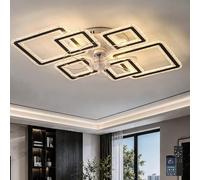 Cucummn Lampara Ventilador Techo Grande Marco Cuadrado Moderno Smart Ventilador de Techo con Luz Y Mando A Distancia Regulable Memoria Cristales Ceiling Fan With Light 6 Velocidades Reversible Salón
