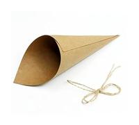 Cucuruchos Chuches Cumpleaños 30Pcs Kraft Paper Cones Wedding Confetti Cones Bouquet Petals Candy Bags Boxes Flower Holder With Hemp Ropes Label Stickers Tape(Kraft paper)