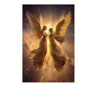 CUDAOO Alas Cuadro Lienzo Pintura Alas Dobles, Encuentro Brillante Carteles de Pared e impresión, Cuadros Decorativos Modernos para Sala Dormitorios（dorado-60x80cm Sin marco