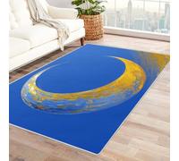 CUDAOO Alfombra Moderna con patrón geométrico, Pelo Corto Arco Lunar Dorado para Sala de Estar, Oficina, Mesa de café, Cama, balcón（amarillo-210x300cm