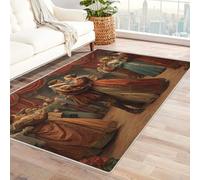 CUDAOO Alfombra Moderna con patrón geométrico, Pelo Corto Baile palaciego para Sala de Estar, Oficina, Mesa de café, Cama, balcón(Rojo-180x270cm