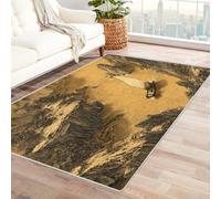 CUDAOO Alfombra Moderna con patrón geométrico, Pelo Corto Botes río Garganta para Sala de Estar, Oficina, Mesa de café, Cama, balcón（Marrón-210x270cm