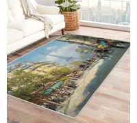 CUDAOO Alfombra Moderna con patrón geométrico, Pelo Corto Calle parisina para Sala de Estar, Oficina, Mesa de café, Cama, balcón（Azul-240x300cm