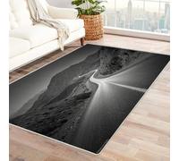 CUDAOO Alfombra Moderna con patrón geométrico, Pelo Corto Camino Infinito en el Cielo para Sala de Estar, Oficina, Mesa de café, Cama, balcón（En Blanco y negro-240x300cm