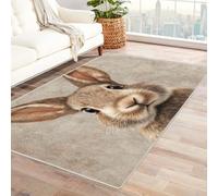 CUDAOO Alfombra Moderna con patrón geométrico, Pelo Corto Cara de Conejo Bueno para Sala de Estar, Oficina, Mesa de café, Cama, balcón（Beige-120x180cm