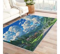 CUDAOO Alfombra Moderna con patrón geométrico, Pelo Corto Carreteras del país para Sala decoración del hogar, Oficina y Entrada(Azul-210x270cm