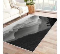 CUDAOO Alfombra Moderna con patrón geométrico, Pelo Corto Cimas Sombreadas para Sala decoración del hogar, Oficina y Entrada(En Blanco y negro-210x300cm