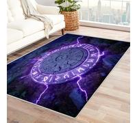 CUDAOO Alfombra Moderna con patrón geométrico, Pelo Corto círculo mágico para Sala de Estar, Oficina, Mesa de café, Cama, balcón（Morado-120x150cm