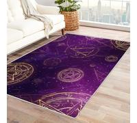CUDAOO Alfombra Moderna con patrón geométrico, Pelo Corto Círculo mágico para Sala de Estar, Oficina, Mesa de café, Cama, balcón（Morado-180x240cm