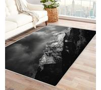 CUDAOO Alfombra Moderna con patrón geométrico, Pelo Corto Cresta de Nieve Oscura para Sala decoración del hogar, Oficina y Entrada(En Blanco y negro-60x90cm