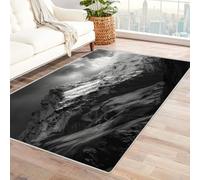 CUDAOO Alfombra Moderna con patrón geométrico, Pelo Corto Cresta Nevada empinada para Sala decoración del hogar, Oficina y Entrada(En Blanco y negro-60x90cm