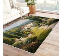CUDAOO Alfombra Moderna con patrón geométrico, Pelo Corto Escena de una mansión para Sala decoración del hogar, Oficina y Entrada（Verde-120x180cm