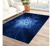 CUDAOO Alfombra Moderna con patrón geométrico, Pelo Corto Estrella Brillante para Sala de Estar, Oficina, Mesa de café, Cama, balcón(Azul-60x90cm
