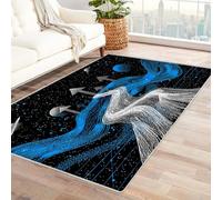 CUDAOO Alfombra Moderna con patrón geométrico, Pelo Corto Flecha de Carretera de Estrellas para Sala decoración del hogar, Oficina y Entrada（Azul-60x90cm