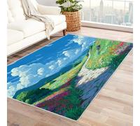 CUDAOO Alfombra Moderna con patrón geométrico, Pelo Corto Flores Carreteras Nube para Sala de Estar, Oficina, Mesa de café, Cama, balcón(Azul-90x150cm