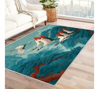 CUDAOO Alfombra Moderna con patrón geométrico, Pelo Corto Grúas Que vuelan Imagen para Sala de Estar, Oficina, Mesa de café, Cama, balcón（Azul-240x300cm