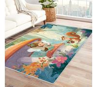 CUDAOO Alfombra Moderna con patrón geométrico, Pelo Corto Hada de los Hongos para Sala de Estar, Oficina, Mesa de café, Cama, balcón(Marrón-210x270cm