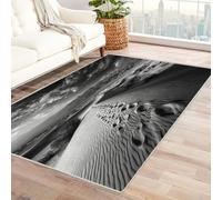 CUDAOO Alfombra Moderna con patrón geométrico, Pelo Corto Huellas en la Arena para Sala de Estar, Oficina, Mesa de café, Cama, balcón(En Blanco y negro-180x270cm