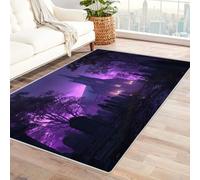 CUDAOO Alfombra Moderna con patrón geométrico, Pelo Corto Iglesia de la Tumba para Sala decoración del hogar, Oficina y Entrada（Morado-210x300cm