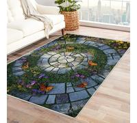 CUDAOO Alfombra Moderna con patrón geométrico, Pelo Corto Mariposa de Camino de Piedra para Sala decoración del hogar, Oficina y Entrada(verde-180x270cm