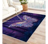 CUDAOO Alfombra Moderna con patrón geométrico, Pelo Corto Mariposas de Cristal para Sala de Estar, Oficina, Mesa de café, Cama, balcón（Morado-90x120cm