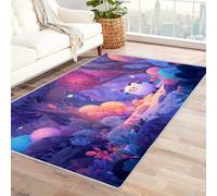 CUDAOO Alfombra Moderna con patrón geométrico, Pelo Corto ovejas Bosque fantasía para Sala de Estar, Oficina, Mesa de café, Cama, balcón（Morado-120x150cm