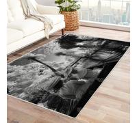 CUDAOO Alfombra Moderna con patrón geométrico, Pelo Corto Paseando por una Pintura para Sala decoración del hogar, Oficina y Entrada(En Blanco y negro-210x300cm