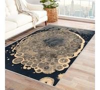 CUDAOO Alfombra Moderna con patrón geométrico, Pelo Corto Patrón de Hongos para Sala de Estar, Oficina, Mesa de café, Cama, balcón(Negro-90x120cm