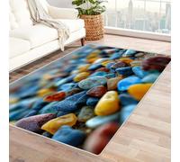CUDAOO Alfombra Moderna con patrón geométrico, Pelo Corto Playa de Piedras de Color para Sala decoración del hogar, Oficina y Entrada(Multicolor-180x240cm