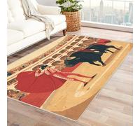 CUDAOO Alfombra Moderna con patrón geométrico, Pelo Corto Plaza de toros para Sala de Estar, Oficina, Mesa de café, Cama, balcón(Rojo-180x270cm