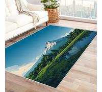CUDAOO Alfombra Moderna con patrón geométrico, Pelo Corto Reflexiones de montaña para Sala decoración del hogar, Oficina y Entrada（Azul-150x210cm