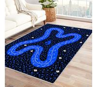 CUDAOO Alfombra Moderna con patrón geométrico, Pelo Corto Río Azul para Sala decoración del hogar, Oficina y Entrada（Azul-150x210cm