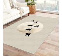 CUDAOO Alfombra Moderna con patrón geométrico, Pelo Corto Sombra de Cuervo Lunar para Sala decoración del hogar, Oficina y Entrada(Beige-210x300cm