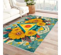 CUDAOO Alfombra Moderna con patrón geométrico, Pelo Corto Triángulos Florales para Sala de Estar, Oficina, Mesa de café, Cama, balcón(amarillo-180x240cm