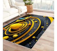 CUDAOO Alfombra Moderna con patrón geométrico, Pelo Corto Universo de Papel para Sala de Estar, Oficina, Mesa de café, Cama, balcón(Amarillo-90x120cm