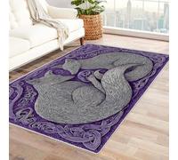 CUDAOO Alfombra Moderna con patrón geométrico, Pelo Corto Zorros Dobles entrelazados con Ramas para Sala decoración del hogar, Oficina y Entrada(Morado-210x300cm
