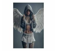 CUDAOO Cuadro moderno sobre lienzo pintura Encuentro con Alas de Nube póster de imagen, pintura minimalista decoración de pared, sala estar, hogar decoración（blanco-70x100cm Sin marco