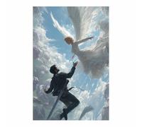 CUDAOO Cuadro moderno sobre lienzo pintura Encuentro con Alas en las Nubes póster de imagen, pintura minimalista decoración de pared, sala estar, hogar decoración（blanco-20x30cm Sin marco