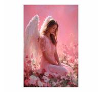 CUDAOO Cuadro moderno sobre lienzo pintura Niña Alada de Campos de Flores póster de imagen, pintura minimalista decoración de pared, sala estar, hogar decoración（rosa-70x100cm Sin marco