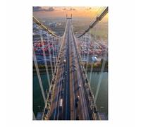 CUDAOO Cuadro sobre Lienzo con diseño de Puente Arte de Pared imágenes Puente de Tráfico para Sala de Estar Arquitectura decoración del hogar y Dormitorio（gris-60x90cm Sin marco