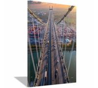 CUDAOO Cuadro sobre Lienzo con diseño de Puente Arte de Pared imágenes Puente de Tráfico para Sala de Estar Arquitectura decoración del hogar y Dormitorio（gris-60x80cm Enmarcado