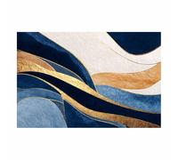 CUDAOO Cuadros abstractos Arte Abstracto Moderno de Línea Geométrica Patrón dorado y azul para sala de estar, dormitorio decoración moderna para el hogar（Dorado146-60x80cm Sin marco