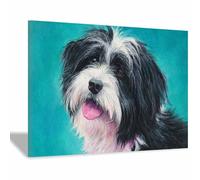 CUDAOO Divertido Arte de Pared de Animales Humor Perro Lengua fuera Para Cocina, Baño, Decoración de Dormitorio（blanco y negro-40x60cm Enmarcado