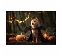 CUDAOO Divertido Arte de Pared de Animales Humor Perro Pose de murciélago Para Cocina, Baño, Decoración de Dormitorio（blanco y negro-60x90cm Sin marco