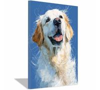 CUDAOO Divertido Arte de Pared de Animales Humor Perro Sacando la lengua Para Cocina, Baño, Decoración de Dormitorio（blanco-70x100cm Enmarcado