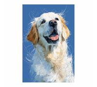 CUDAOO Divertido Arte de Pared de Animales Humor Perro Sacando la lengua Para Cocina, Baño, Decoración de Dormitorio（blanco-70x100cm Sin marco