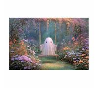 CUDAOO fantasmas de Halloween, decoración espeluznante Espíritus del Jardín de Flores para baño, dormitorio, cocina, embrujado,temporada decoración(Multicolor33-40x60cm Sin marco