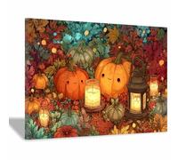 CUDAOO fantasmas de Halloween, decoración espeluznante Luciérnagas Cálidas de Otoño para baño, dormitorio, cocina, embrujado,temporada decoración(Naranja06-60x80cm Enmarcado