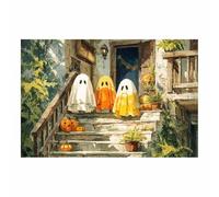 CUDAOO Halloween Decoración Del Hogar Arte Cuadros Decoración Terrorífica Espíritus del umbral para decorar salas de estar oficinas en casa y dormitorios(Amarillo136-60x90cm Sin marco